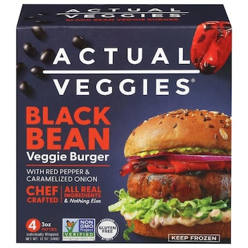 Actual Veggies Black Bean Veggie Burger with Red Pepper & Caramelized Onion