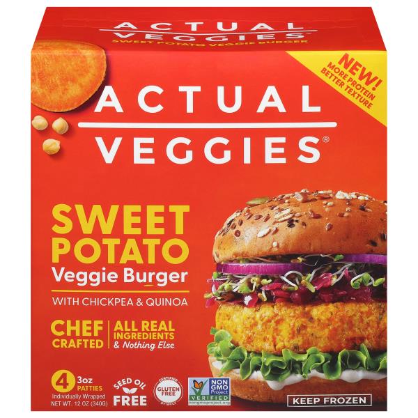 Actual Veggies Sweet Potato Veggie Burger with Chickpea & Quinoa