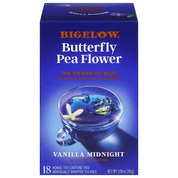 Bigelow Butterfly Pea Flower Vanilla Midnight Caffeine Free Herbal Tea Bags