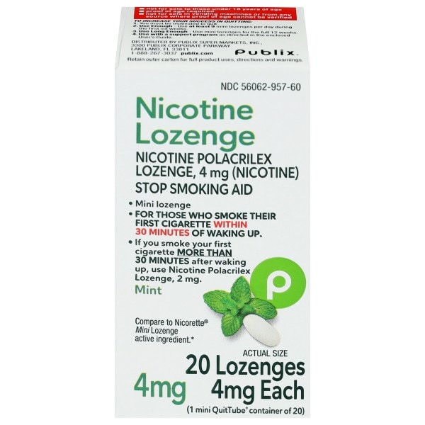 Publix Stop Smoking Aid Mint 4 mg Nicotine Lozenge | Publix Super