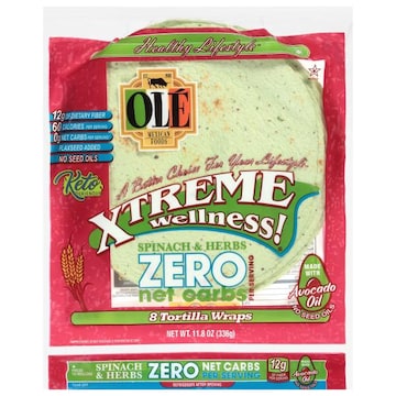 Ole Xtreme Wellness! Zero Net Carbs Spinach & Herbs Tortilla Wraps