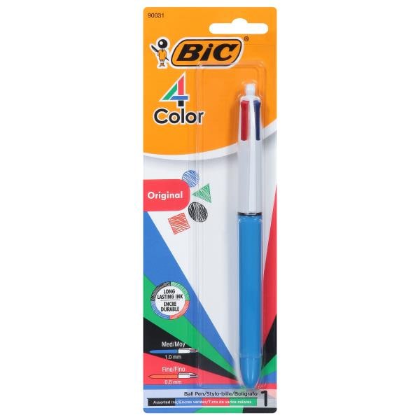 Bic Ball Pen, Classic, 4 Color, Medium (1.0 mm)