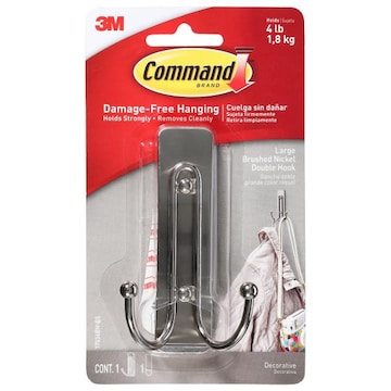 Command Brushed Nickel Large Double Hook