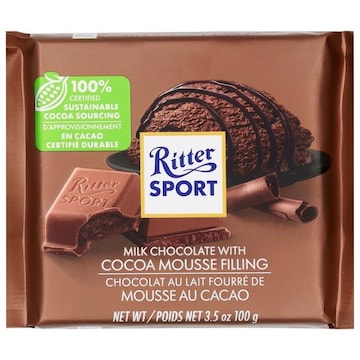 Ritter Sport Cocoa Mousse Filling Milk Chocolate