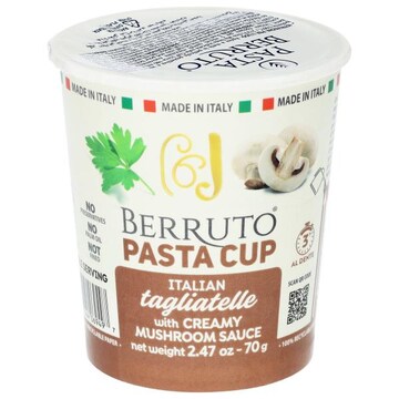 Berruto Italian Tagliatelle with Creamy Mushroom Sauce Pasta Cup