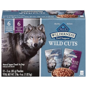 Blue Buffalo Blue Wilderness Trail Toppers Wild Cuts Natural Chunky Chicken Toppers/Chunky Beef Toppers Topper/Snack for Dogs