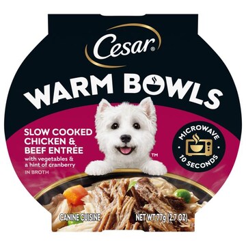 Cesar Warm Bowls Slow Cooked Chicken & Beef Entree Canine Cuisine