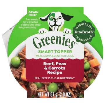 Greenies Smart Topper Grain Free Beef, Peas & Carrots Recipe Meal Complement for Dogs