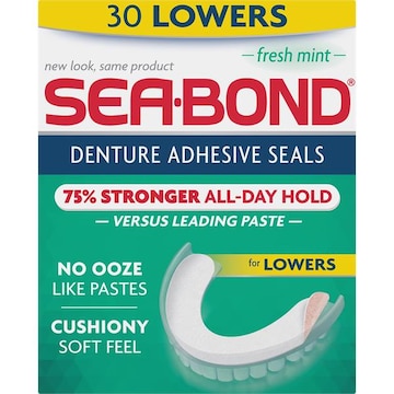 Sea-Bond Denture Adhesive Seals, Fresh Mint, Lower