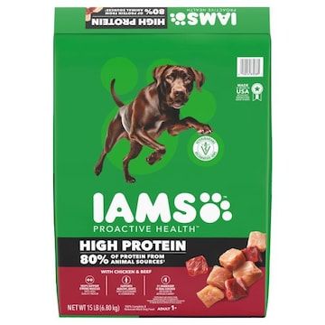 IAMS Proactive Health High Protein Adult 1+ 100% Complete & Balanced with Chicken & Beef Dog Food