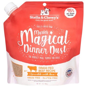 Stella & Chewy's Marie's Magical Dinner Dust Grain-Free Gluten-Free Freeze-Dried Raw Grass-Fed Beef Recipe Meal Topper for Dogs