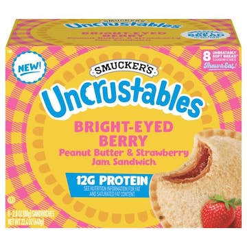 Smucker's Uncrustables Bright-Eyed Berry Morning Protein Snacks, Peanut Butter & Strawberry