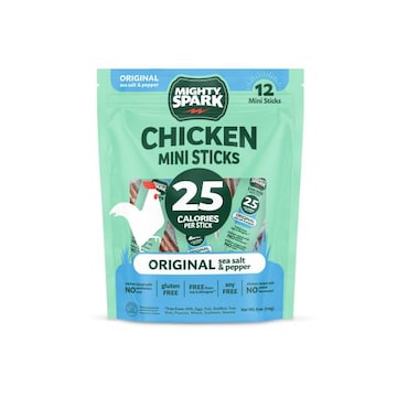Mighty Spark 12 Count, 0.5 Ounce Original Sea Salt & Pepper Mini Chicken Sticks - 6oz