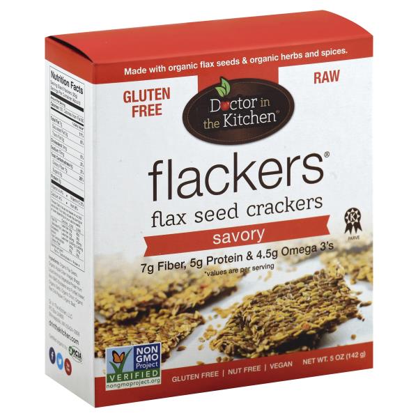 Doctor In The Kitchen Flackers Crackers, Flax Seed, Savory Publix