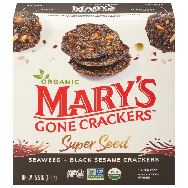 Mary's Gone Crackers Crackers, Super Seed, Seaweed + Black Sesame