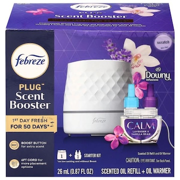 Febreze Plug Scent Booster Downy Infusions Calm Scented Oil Refill + Oil Warmer