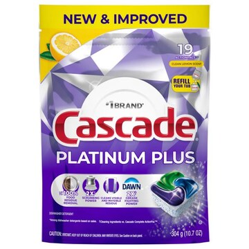 Cascade Platinum Plus Clean Lemon Scent Dishwasher Detergent