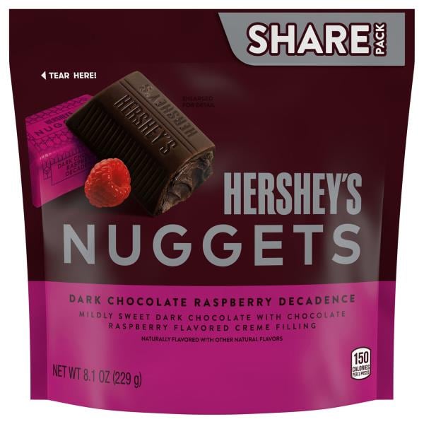 HERSHEY'S Dark Chocolate Raspberry Decadence Nuggets Share Pack