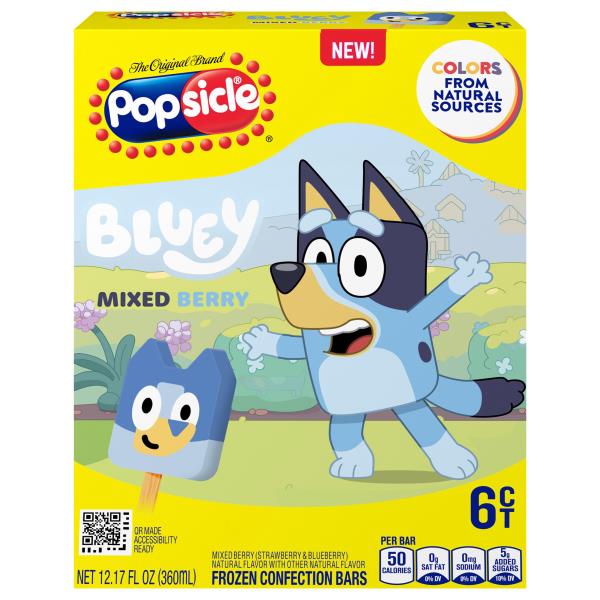 Popsicle Bluey Mixed Berry Frozen Confection Bars | Publix Super