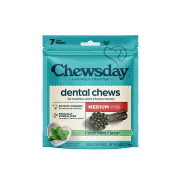 Chewsday Chewsday Fresh Mint Flavor Dental Chews, Medium Dog Treats, 7 Count