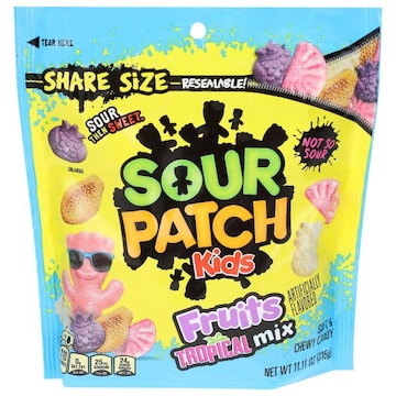 Sour Patch Kids Soft & Chewy Fruits Tropical Mix Candy Share Size