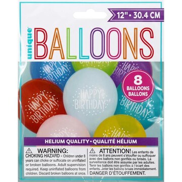 Unique Balloons, Happy Birthday, 12 Inch