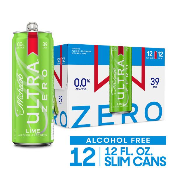 Michelob Ultra Zero Lime Lager Alcohol-Free Brew Beer, 12 Pack, 12
