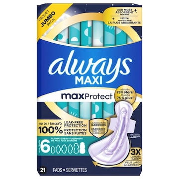 Always Maxi Ultimate Heavy Overnight Size 6 Pads Jumbo Pack