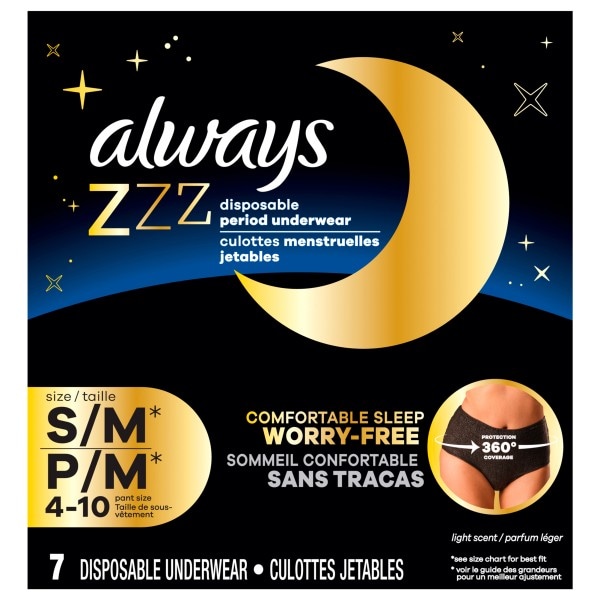 Always Zzz Light Scent S/M (4-10) Disposable Period Underwear