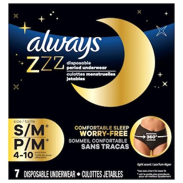 Always Zzz Light Scent S/M (4-10) Disposable Period Underwear