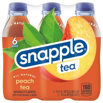Snapple Tea, Peach, 6 Pack
