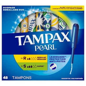 Tampax Pearl Regular/Super Unscented Tampons Duopack