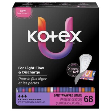 U by Kotex Daily Wrapped Extra Coverage Liners