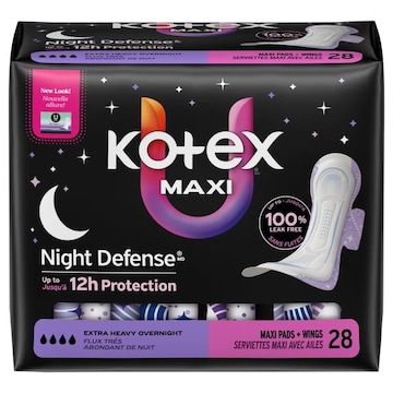U by Kotex Night Defense Extra Heavy Overnight Maxi Pads + Wings