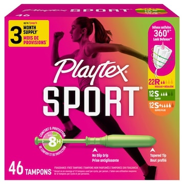 Playtex Sport Regular/Super/Super Plus Fragrance-Free Tampons