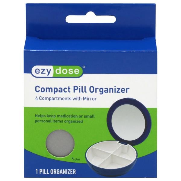 Ezy Dose 4 Compartments with Mirror Compact Pill Organizer