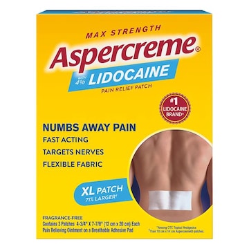 Aspercreme XL Max Strength with 4% Lidocaine Pain Relief Patch