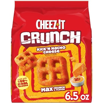 Cheez-It Crunch Cheesy Baked Snacks Kick'n Nacho Cheese, Lunch Snacks