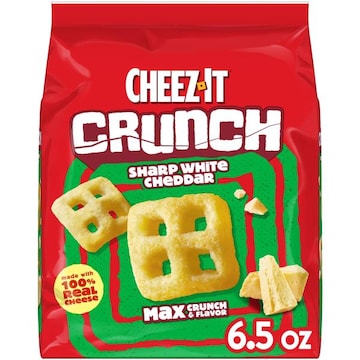Cheez-It Crunch Cheesy Baked Snacks Sharp White Cheddar, Lunch Snacks