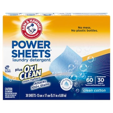 Arm & Hammer Power Sheets Oxi Clean Pre-Measured Sheets Clean Cotton Laundry Detergent