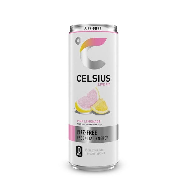 CELSIUS Fizz Free Pink Lemonade, Functional Energy Drink 12 Fl Oz