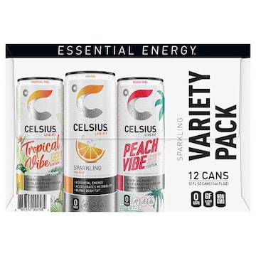 Celsius Live Fit Sparkling Tropical Vibe/Orange/Peach Vibe Energy Drink Variety Pack