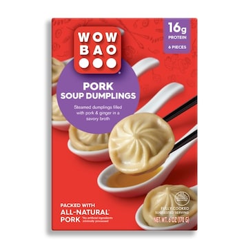 Wow Bao Steamed dumplings filled with pork & ginger in a savory broth.