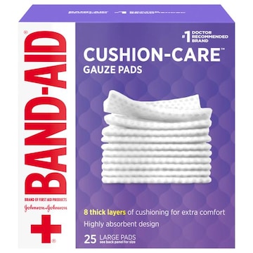 Band-Aid Cushion-Care Gauze Pads, Large