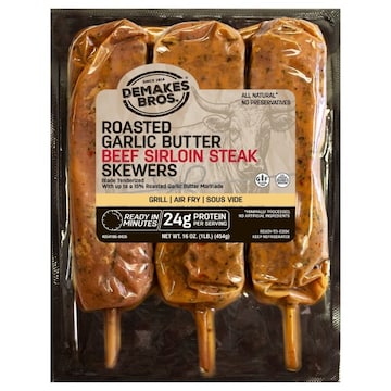 Demakes Bros. Beef Sirloin Steak Roasted Garlic Butter Skewers