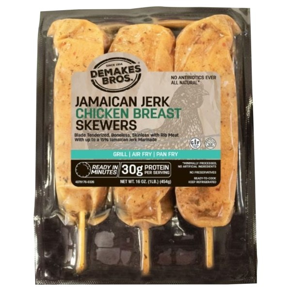 Demakes Bros. Chicken Breast Jamaican Jerk Skewers | Publix Super