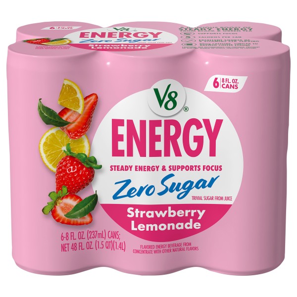 V8® Energy Zero Sugar Strawberry Lemonade Energy Beverage | Publix