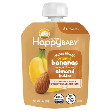 HappyBaby Organics Nutty Blends Stage 2 Organic Bananas & Almond Butter Baby Food Pouch