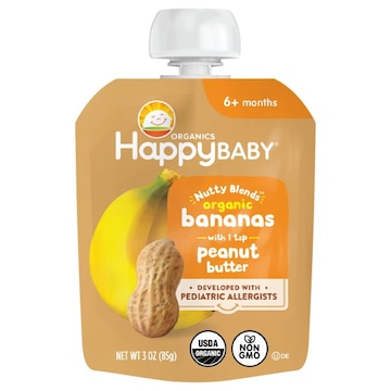Happy Baby Organics Nutty Blends Stage 2 Organic Bananas with Peanut Butter Baby Food Pouch