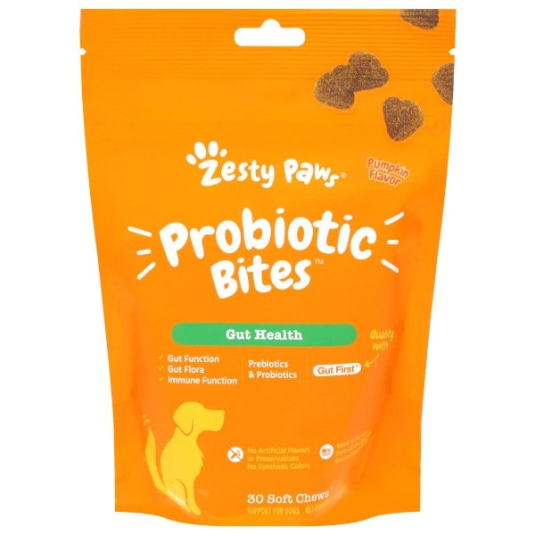Zesty Paws All Ages Gut Health Soft Chews Pumpkin Flavor Probiotic